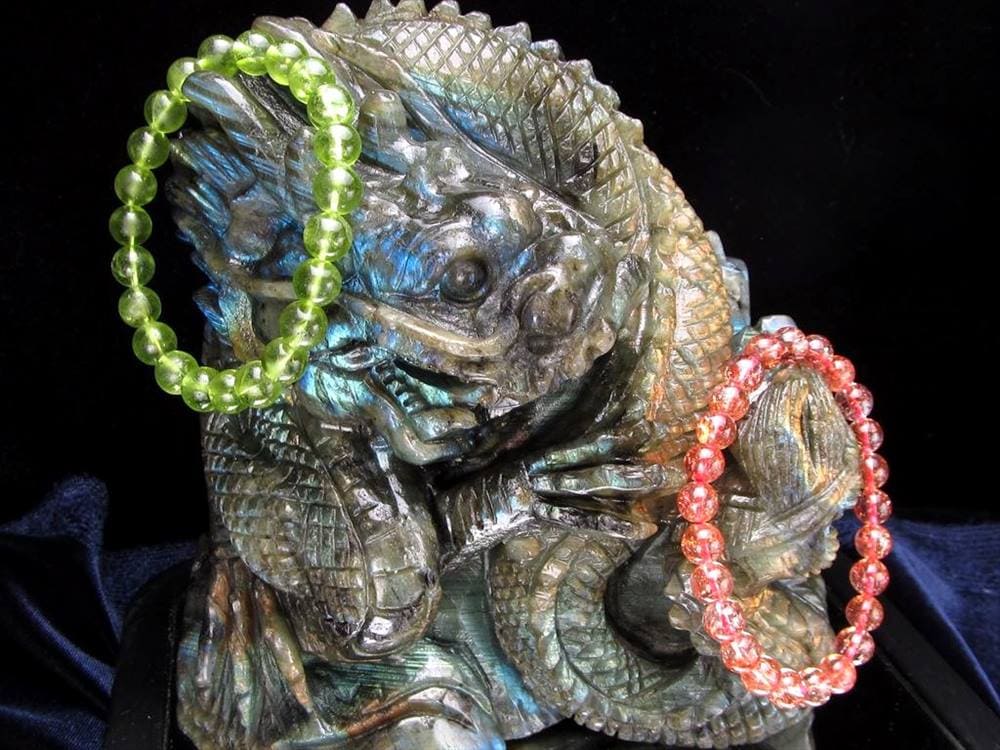 ラブラドライト 彫刻置物 龍 ドラゴン 辰