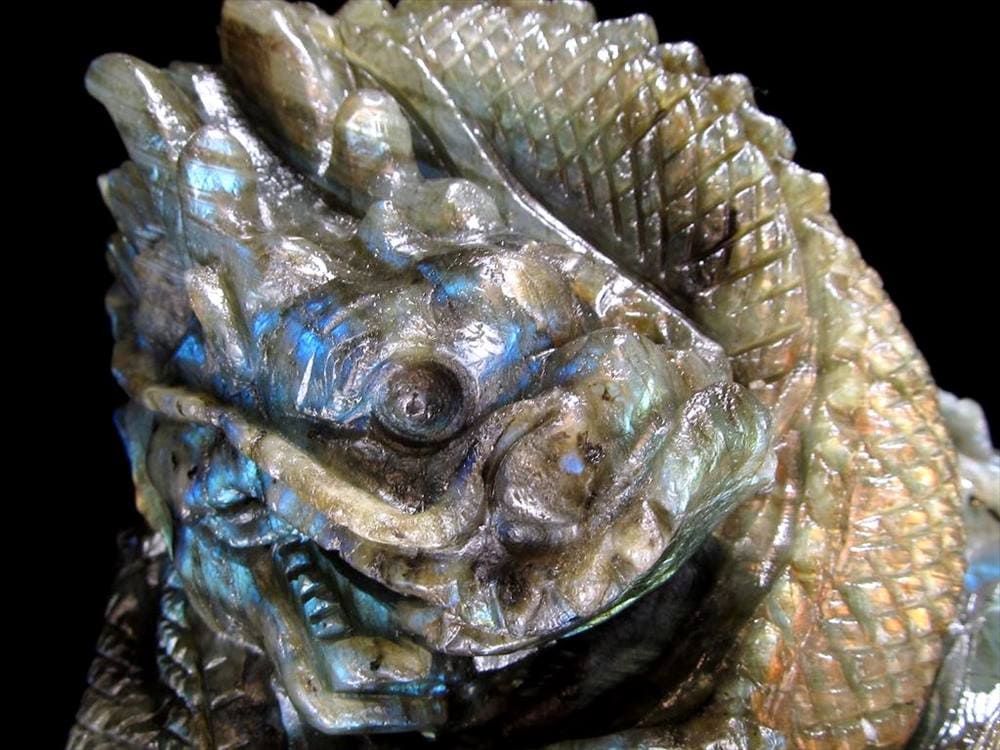 ラブラドライト 彫刻置物 龍 ドラゴン 辰