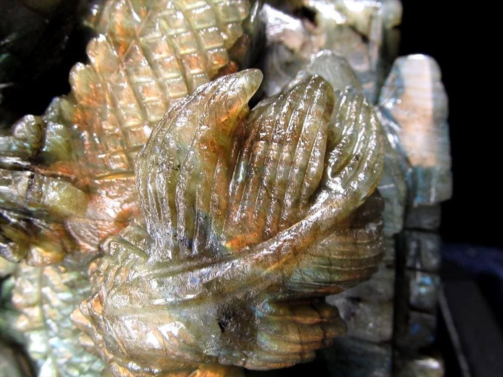 ラブラドライト 彫刻置物 龍 ドラゴン 辰