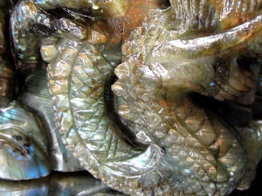 ラブラドライト 彫刻置物 龍 ドラゴン 辰