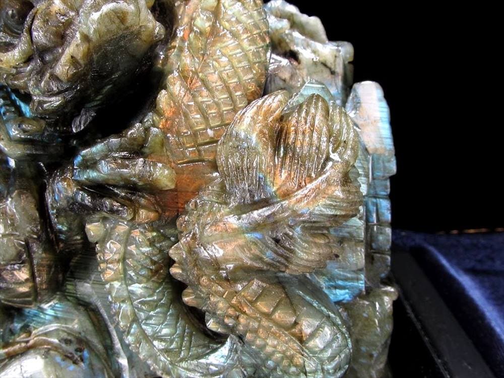 ラブラドライト 彫刻置物 龍 ドラゴン 辰