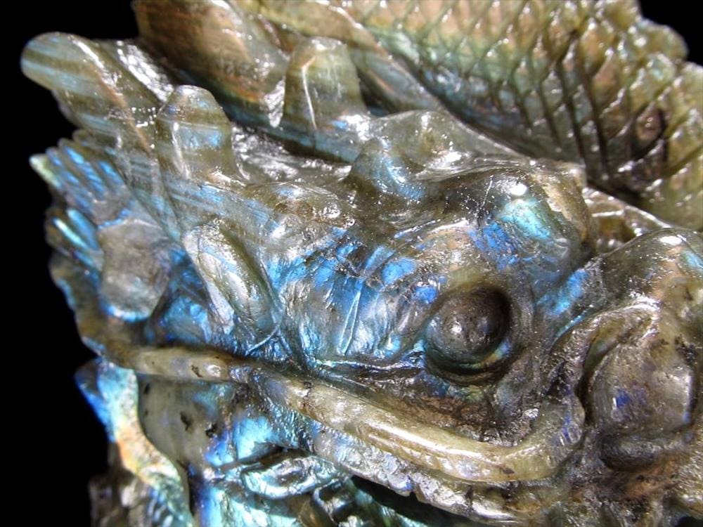 ラブラドライト 彫刻置物 龍 ドラゴン 辰
