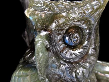 ラブラドライト 彫刻置物 ふくろう 梟 フクロウ