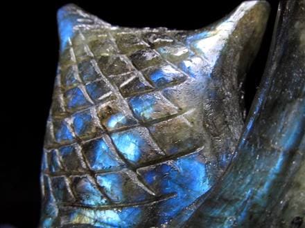 ラブラドライト 彫刻置物 ふくろう 梟 フクロウ