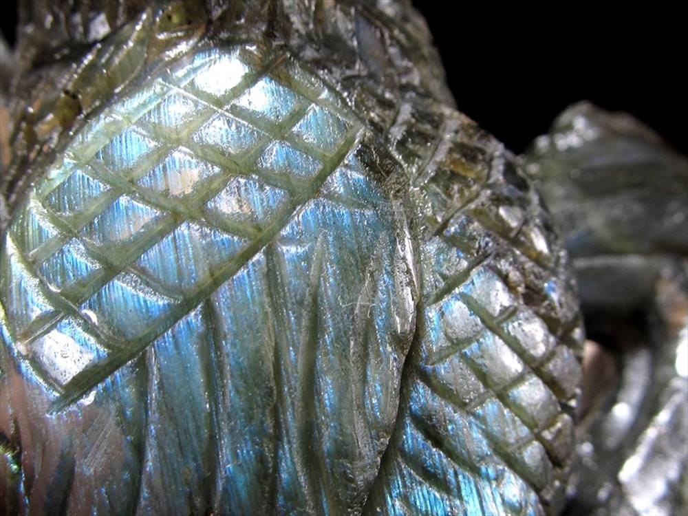 ラブラドライト 彫刻置物 ふくろう 梟 フクロウ