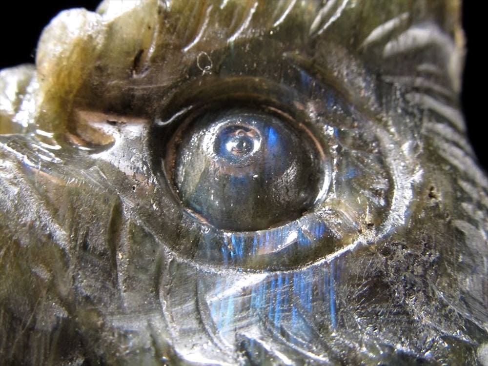 ラブラドライト 彫刻置物 ふくろう 梟 フクロウ
