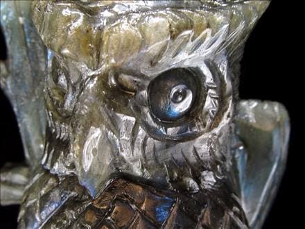 ラブラドライト 彫刻置物 ふくろう 梟 フクロウ