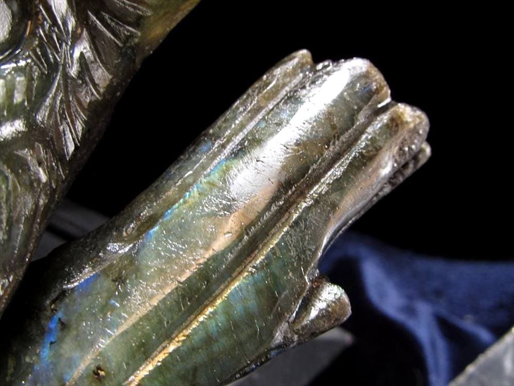 ラブラドライト 彫刻置物 ふくろう 梟 フクロウ