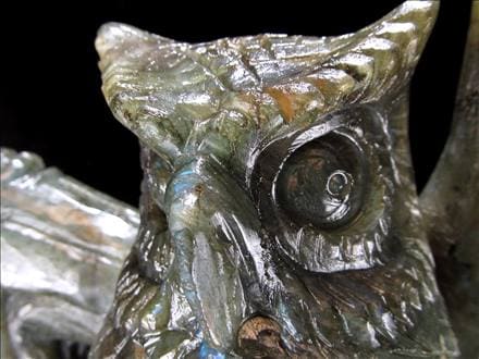 ラブラドライト 彫刻置物 ふくろう 梟 フクロウ