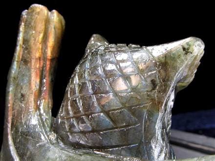 ラブラドライト 彫刻置物 ふくろう 梟 フクロウ
