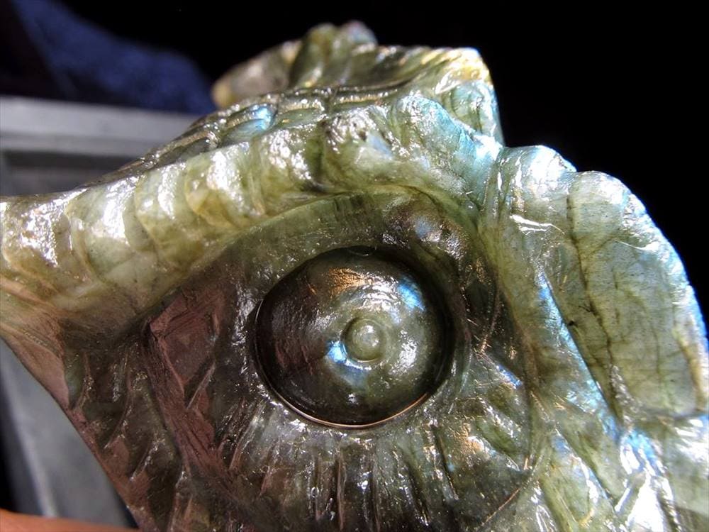 ラブラドライト 彫刻置物 ふくろう 梟 フクロウ
