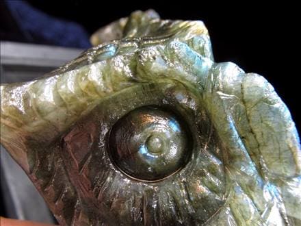 ラブラドライト 彫刻置物 ふくろう 梟 フクロウ
