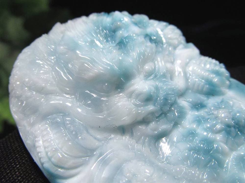 ラリマー ブルーペクトライト 龍神 彫刻 タンブル