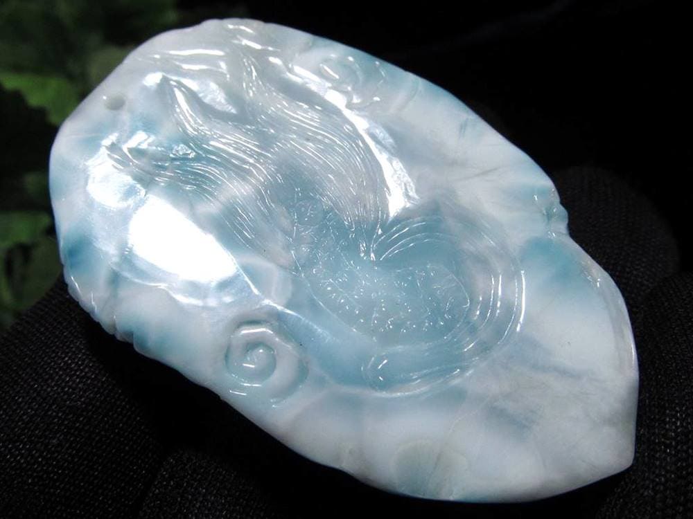 ラリマー ブルーペクトライト 龍神 彫刻 タンブル