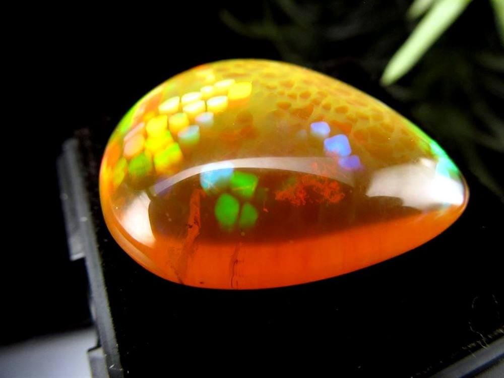オパール 蛋白石 カボション ハーレクイン 遊色