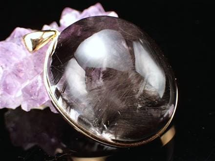 プラチナルチルクォーツ ペンダントトップ 18KG 18金ゴールド ブルッカイト