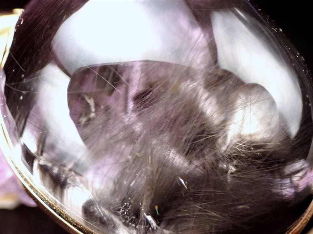 プラチナルチルクォーツ ペンダントトップ 18KG 18金ゴールド ブルッカイト