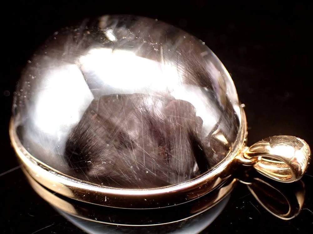 プラチナルチルクォーツ ペンダントトップ 18KG 18金ゴールド ブルッカイト