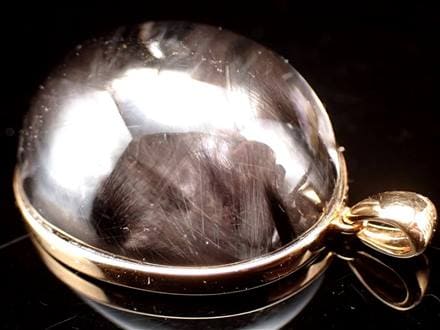 プラチナルチルクォーツ ペンダントトップ 18KG 18金ゴールド ブルッカイト