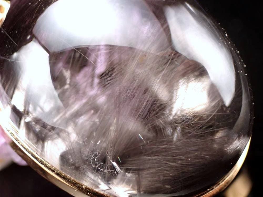 プラチナルチルクォーツ ペンダントトップ 18KG 18金ゴールド ブルッカイト