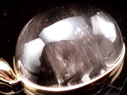 プラチナルチルクォーツ ペンダントトップ 18KG 18金ゴールド ブルッカイト