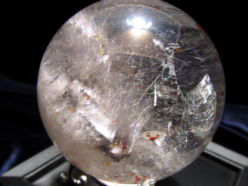 プラチナルチルクォーツ ルチレイテッドクォーツ ブルッカイト スフィア 丸玉