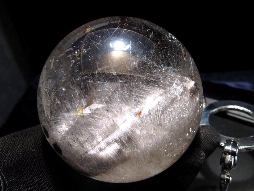 プラチナルチルクォーツ ルチレイテッドクォーツ ブルッカイト スフィア 丸玉