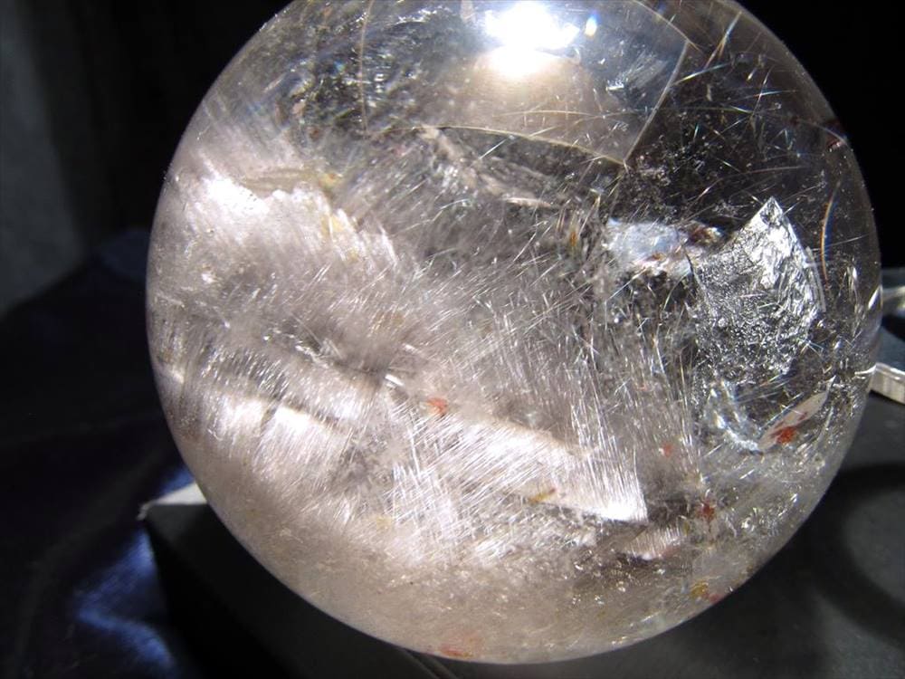 プラチナルチルクォーツ ルチレイテッドクォーツ ブルッカイト スフィア 丸玉