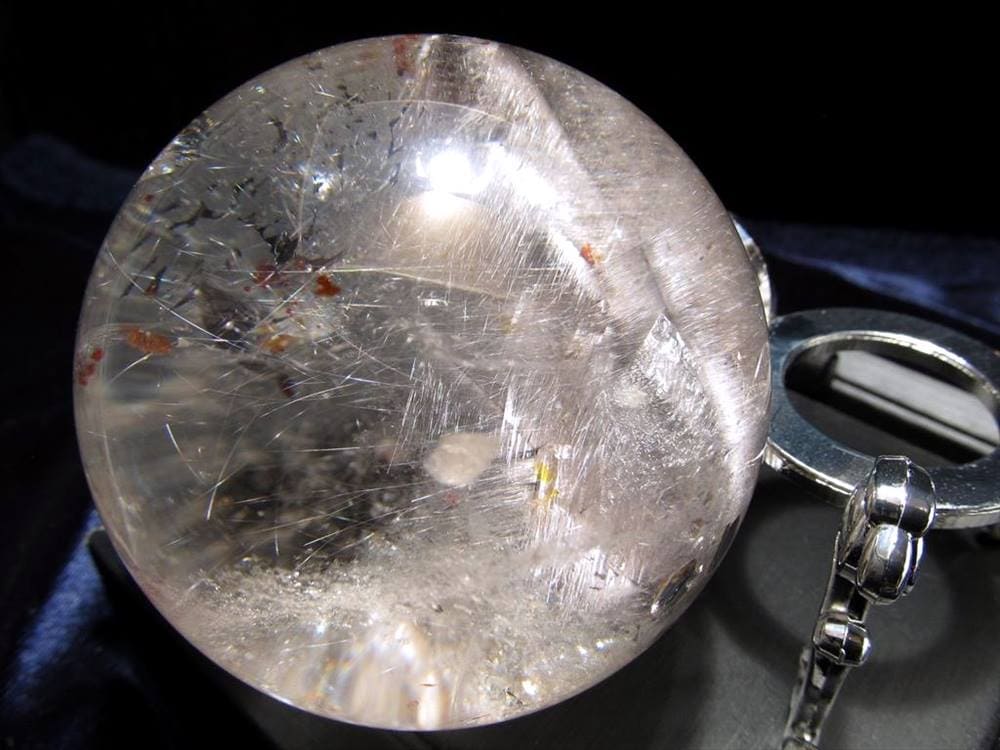 プラチナルチルクォーツ ルチレイテッドクォーツ ブルッカイト スフィア 丸玉