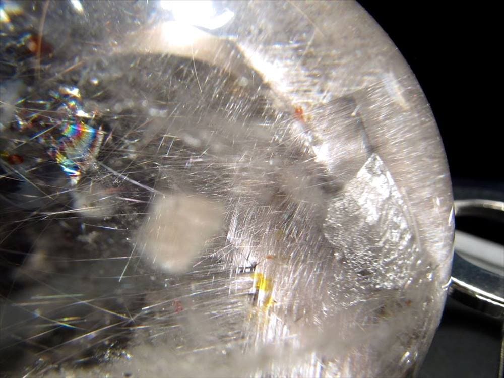 プラチナルチルクォーツ ルチレイテッドクォーツ ブルッカイト スフィア 丸玉