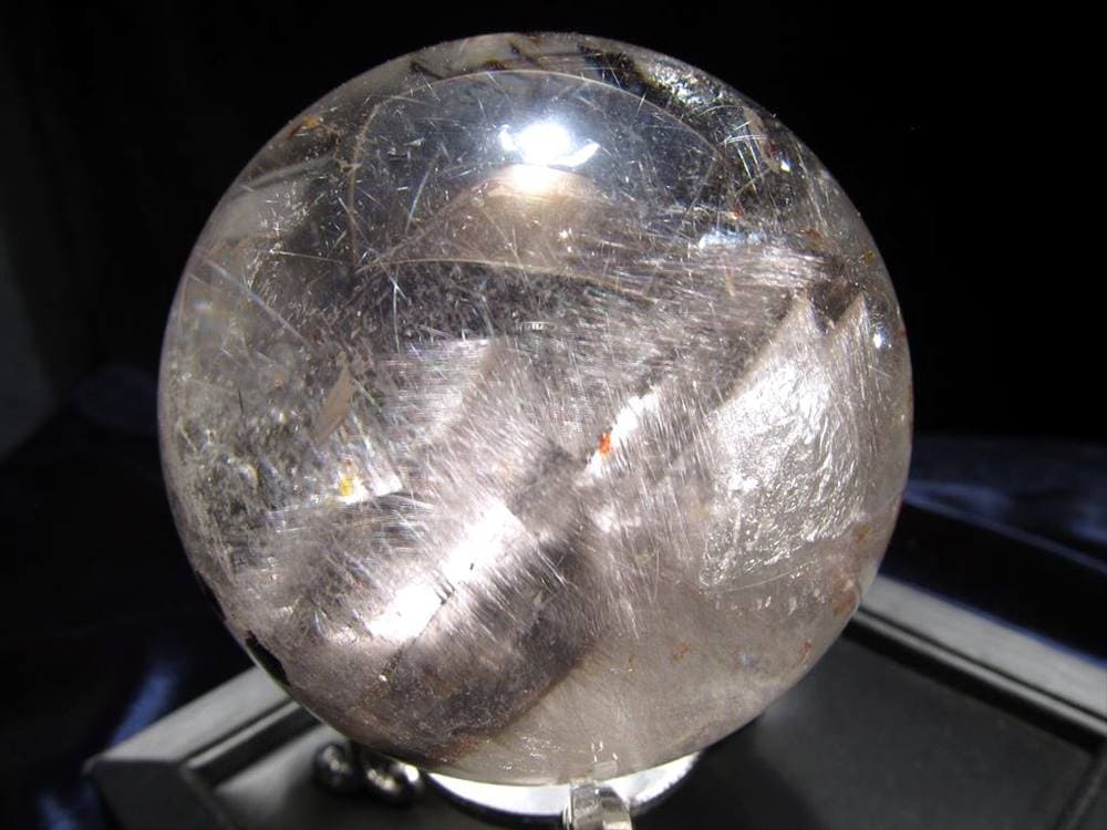 プラチナルチルクォーツ ルチレイテッドクォーツ ブルッカイト スフィア 丸玉
