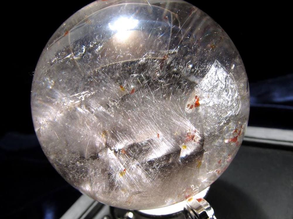 プラチナルチルクォーツ ルチレイテッドクォーツ ブルッカイト スフィア 丸玉