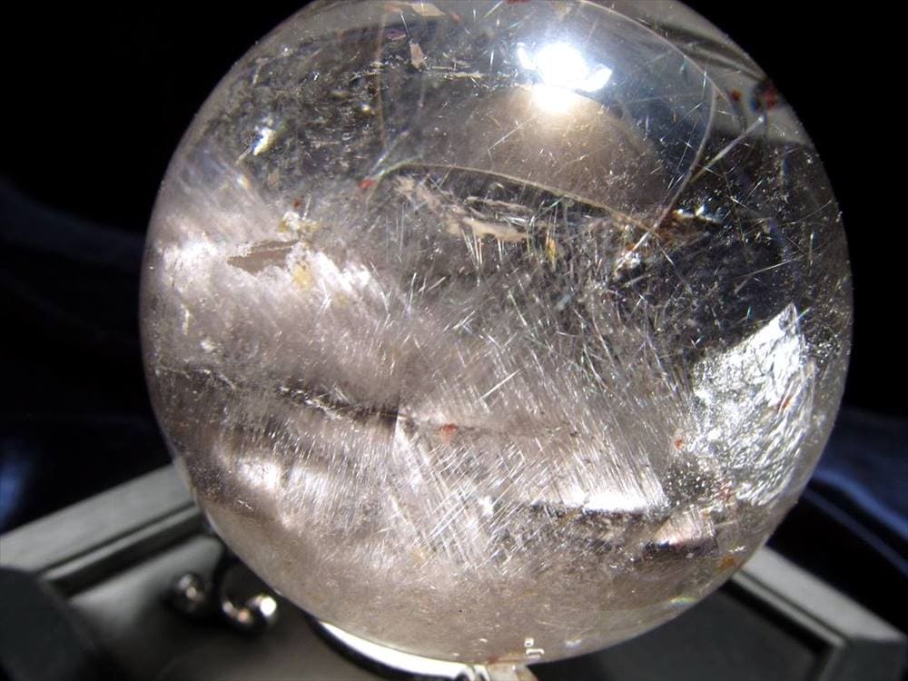 プラチナルチルクォーツ ルチレイテッドクォーツ ブルッカイト スフィア 丸玉