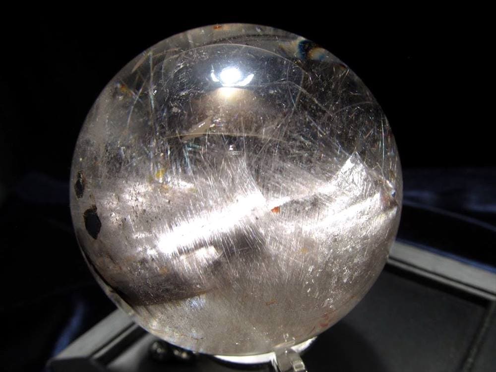 プラチナルチルクォーツ ルチレイテッドクォーツ ブルッカイト スフィア 丸玉