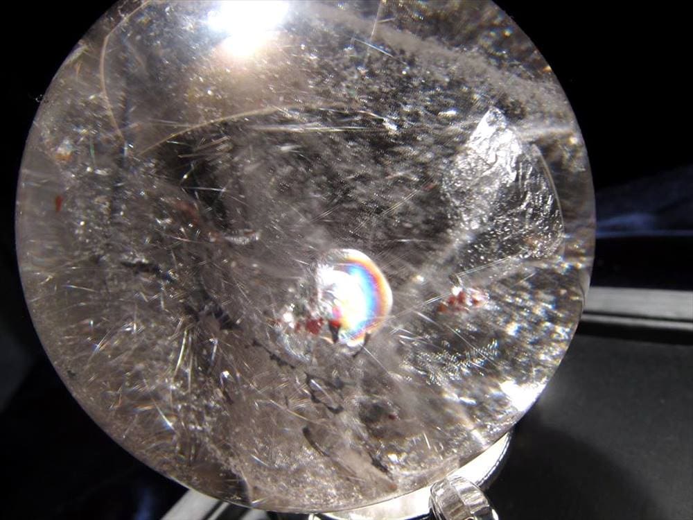 プラチナルチルクォーツ ルチレイテッドクォーツ ブルッカイト スフィア 丸玉