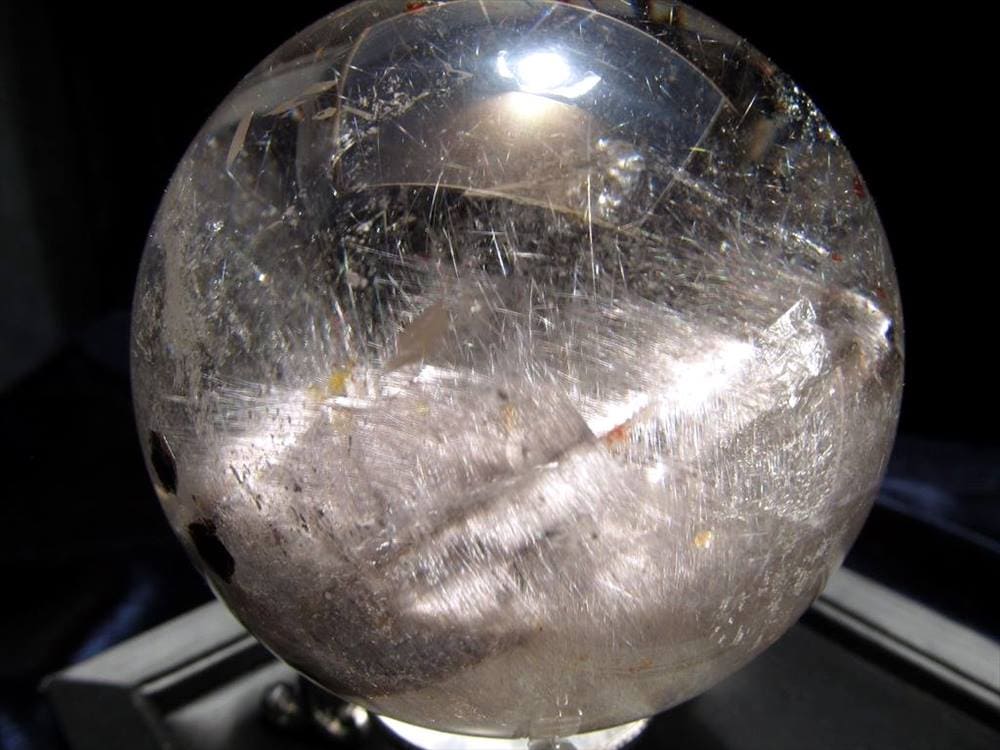 プラチナルチルクォーツ ルチレイテッドクォーツ ブルッカイト スフィア 丸玉