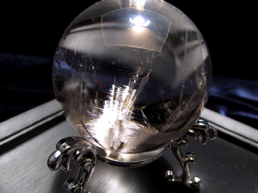 プラチナルチルクォーツ ルチレイテッドクォーツ ブルッカイト スフィア 丸玉