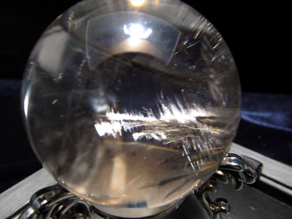 プラチナルチルクォーツ ルチレイテッドクォーツ ブルッカイト スフィア 丸玉