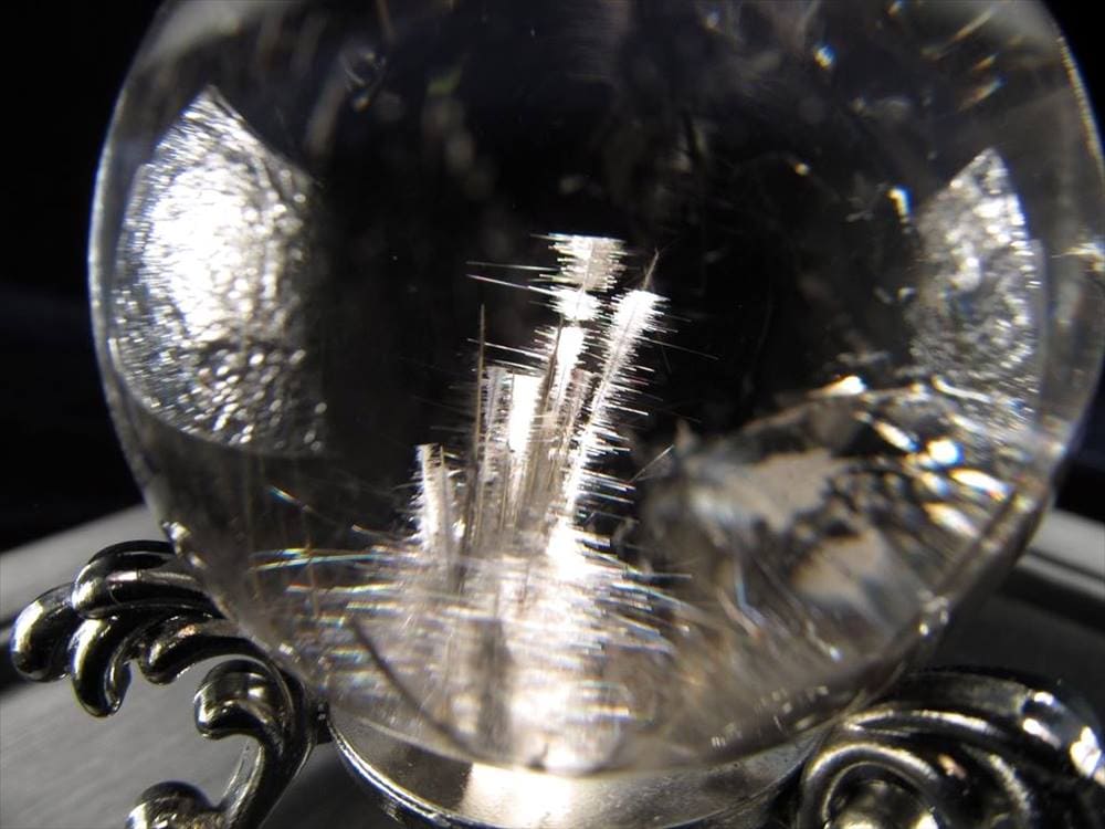 プラチナルチルクォーツ ルチレイテッドクォーツ ブルッカイト スフィア 丸玉