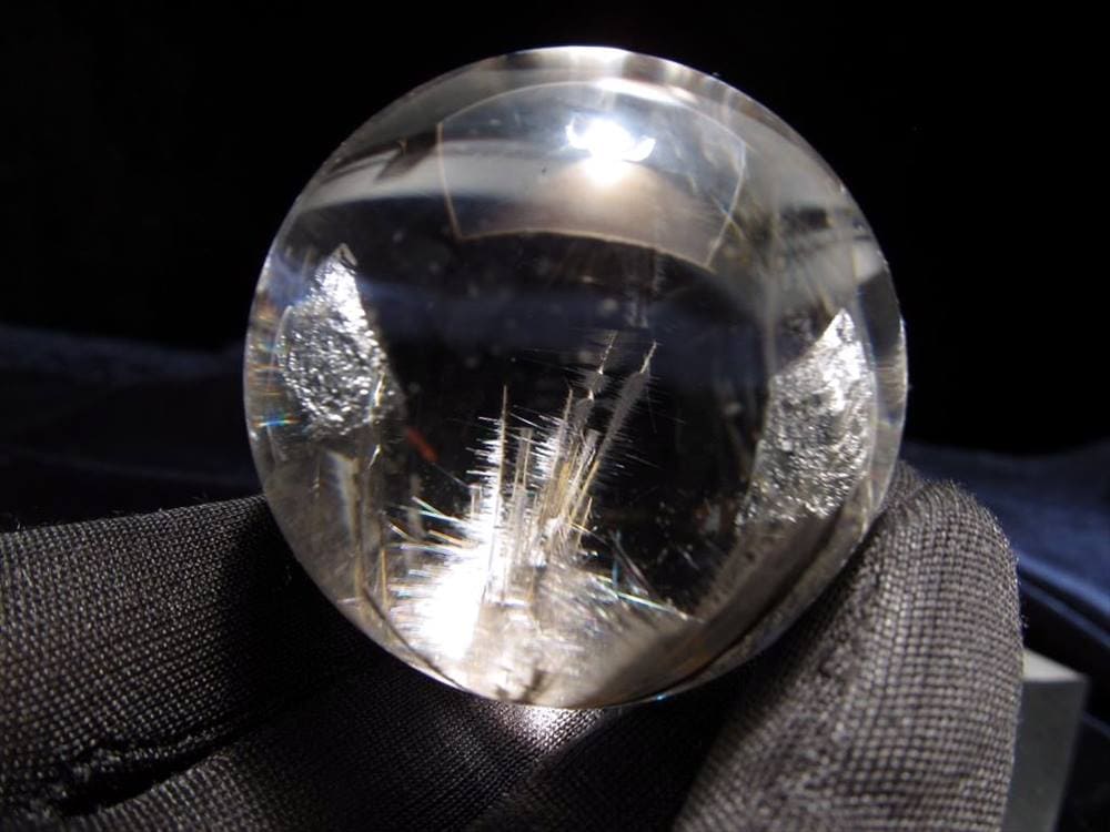 プラチナルチルクォーツ ルチレイテッドクォーツ ブルッカイト スフィア 丸玉