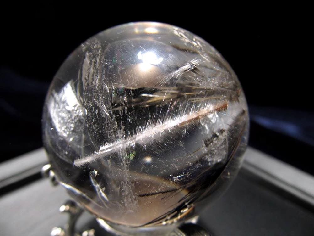 プラチナルチルクォーツ ルチレイテッドクォーツ ブルッカイト スフィア 丸玉