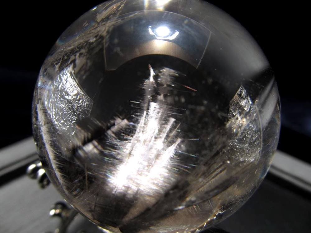 プラチナルチルクォーツ ルチレイテッドクォーツ ブルッカイト スフィア 丸玉