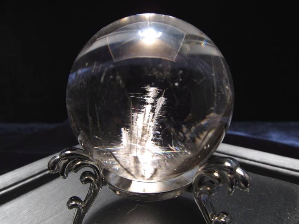 プラチナルチルクォーツ ルチレイテッドクォーツ ブルッカイト スフィア 丸玉