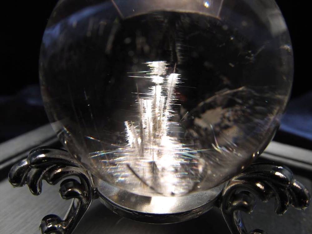 プラチナルチルクォーツ ルチレイテッドクォーツ ブルッカイト スフィア 丸玉