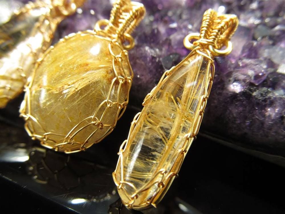 ゴールドルチルクォーツ ペンダントトップ アクセサリー 天然石 パワーストーン