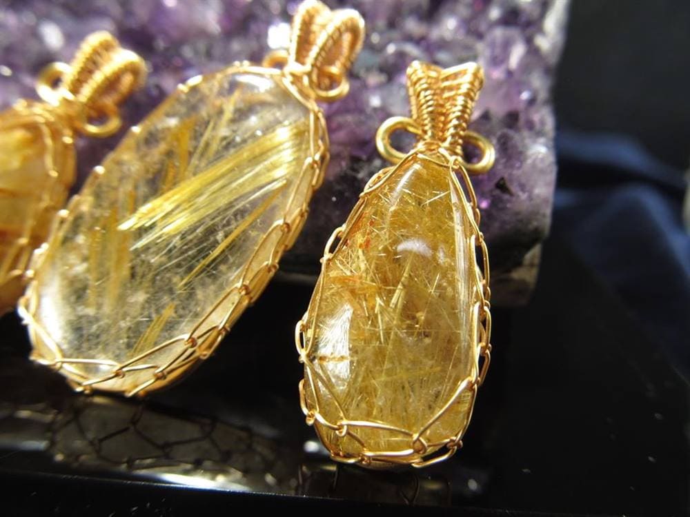 ゴールドルチルクォーツ ペンダントトップ アクセサリー 天然石 パワーストーン