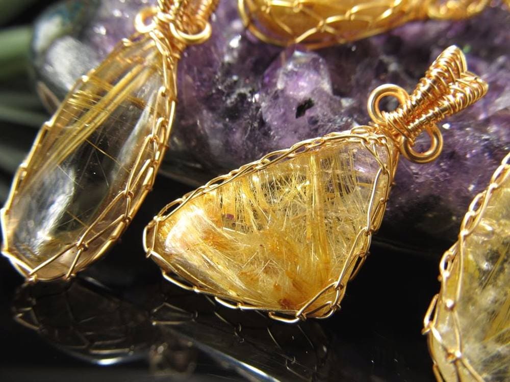 ゴールドルチルクォーツ ペンダントトップ アクセサリー 天然石 パワーストーン