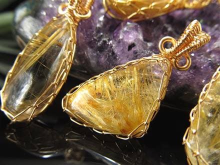 ゴールドルチルクォーツ ペンダントトップ アクセサリー 天然石 パワーストーン