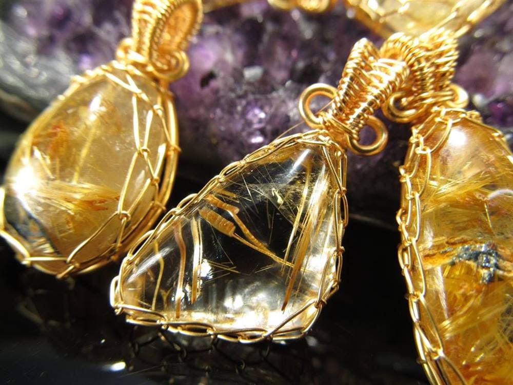 ゴールドルチルクォーツ ペンダントトップ アクセサリー 天然石 パワーストーン