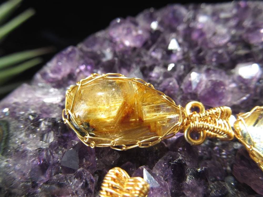 ゴールドルチルクォーツ ペンダントトップ アクセサリー 天然石 パワーストーン